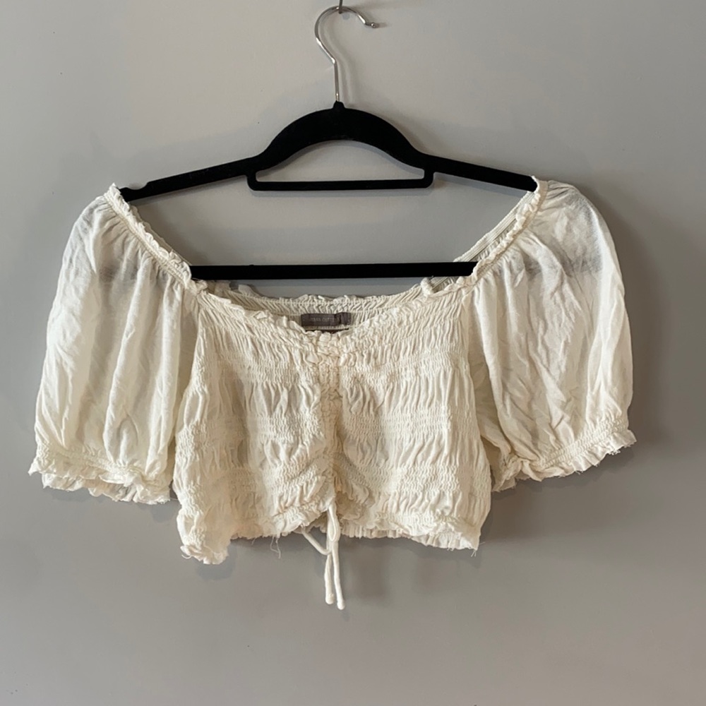 Urban Outfitters cream puff sleeve crop top